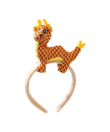 TQUXNGA Cartoon Stuffed Dragon Shape Hairband Photography Hair Holder New Year Party Headband for Girls Women Multiple Color Gold