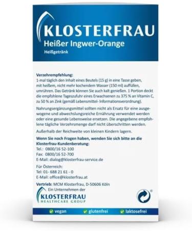 Klosterfrau Hot Ginger-Orange Tea - 4 x 10 Pieces | Boost Immunity & Soothe Cold | International Shipping - Buy Online on GoSupps.com