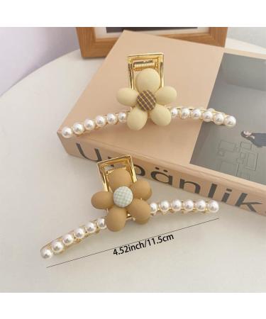 Hair Claw Metal Pearl Claw Hair Jaw Clips Barrettes Back of the head flower love shark clip for Women Girls Half Bun Hairpins for Thick Hair 4 pcs - Buy Online on GoSupps.com