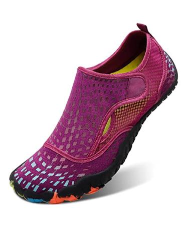 L-RUN Athletic Hiking Water Shoes Mens Womens Barefoot Aqua Swim Walking Shoes 8.5 Women/7 Men P_purple