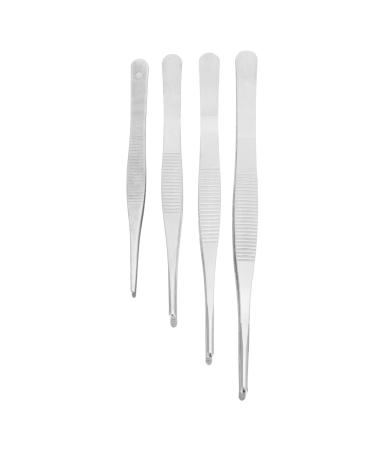 Ultechnovo 4-part set tweezers with teeth eyelashes Extension tweezers Precision removal of eyebrow splinters stainless steel tweezers garden stainless steel pliers steel plant medium silver-