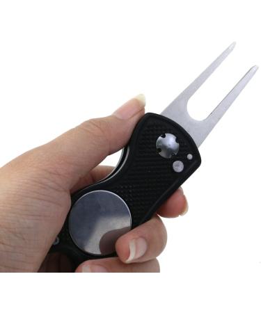 Mcredy Metal Foldable Golf Divot Repair Tool with Pop Up Button - Stainless Steel, Portable Black - Buy Online on GoSupps.com