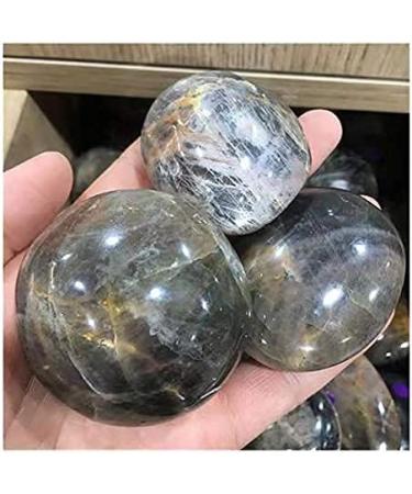 1pc Natural Crystal Gemstone Black Moonstone Quartz Palm Stone 60-70mm for Garden Decoration - Buy Online on GoSupps.com
