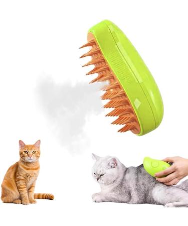 AIWEIYER 3 In1 Steamy Cat Brush - Self Cleaning Ste-am Cat Brush Multifunctional Cat Grooming Brush Pet Hair Removal Comb (green)