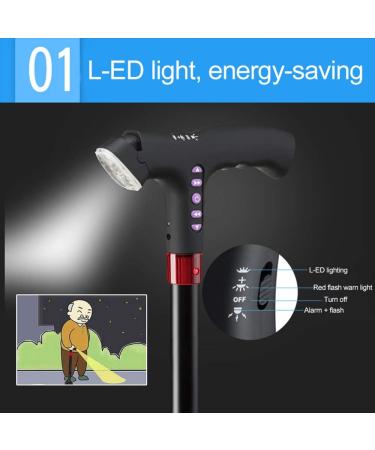 Telescopic Walking Stick Lightweight Walking Cane for Men or Women Seniors Adjustable Crutch with LED Flashlight and Panic Alarm FM Radio with Grip Handle Surprise Gift - Buy Online on GoSupps.com