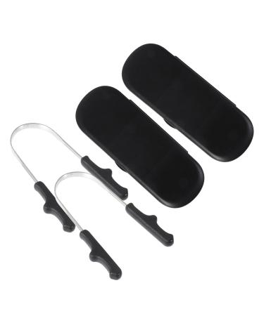 Healifty Stainless Steel Tongue Scraper Set - Medical Grade Tongue Cleaner with Storage Case for Men, Women, Kids - Reusable and Hygienic (Black) - Buy Online on GoSupps.com