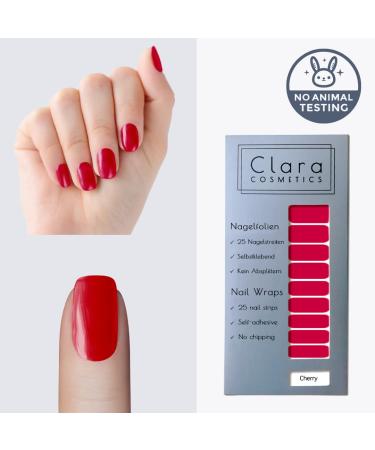 Original Clara Cosmetics Nail Polish - 25 Self-Adhesive Nail Foils | Test Winner 2022 | Trendy Cherry Colors | Up to 4 Applications - Buy Online on GoSupps.com