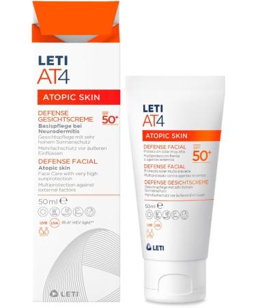 LETI AT4 Defense Gesichtscreme SPF 50+ 50ml - Wasserabweisende Hautpflege f r trockene oder Neurodermitis-Haut - Buy Online on GoSupps.com