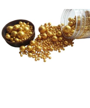 Golden Pearls Edible Cake Decorations - 120g for Birthdays Halloween Thanksgiving & Christmas Desserts - Buy Online on GoSupps.com
