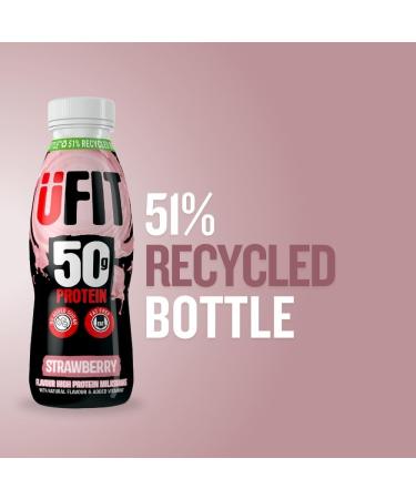 UFIT High 50g Protein Shake - Strawberry Flavour - Pack of 8 - 17.6 Fl Oz. - Buy Online on GoSupps.com