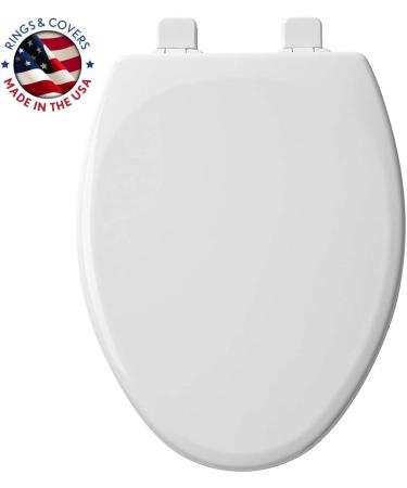 MAYFAIR 1843SLOW 000 Lannon Elongated Toilet Seat with Slow Close and Never Loosen Feature - Durable White Enameled Wood - 1 Pack - Buy Online on GoSupps.com