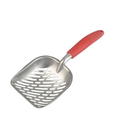 Large Metal Cat Litter Box Scoop Stainless Aluminum Alloys 13.8"*5.5"*1.8" (Red Handle)
