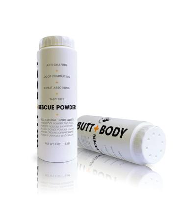 Butt & Body Rescue Powder. Naturally Protects Skin & Eliminates Chafing Rubbing Sticking & Odors. No Talc. Made in USA - Absorbs Sweat & Keeps You Cooler. (4 Ounce - 1 Pack) 4 Ounce (Pack of 1)