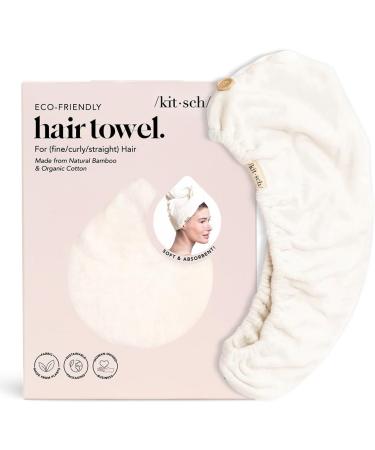 Kitsch Microfiber Hair Towel Wrap for Women – Ultra Absorbent Microfiber Bath Towels for Wet Curly Long or Short Hair - White Ivory - Buy Online on GoSupps.com