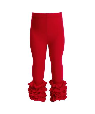 HOOLCHEAN Baby Toddler and Little Girls Cotton Ruffle Leggings 3-4 Years Slim Red