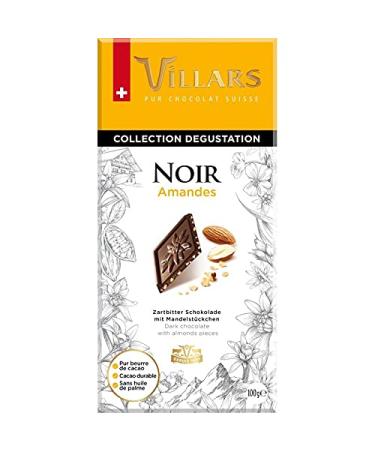 VILLARS - Dark Chocolate Bar with Caramelized Almonds 100G - Pack of 4