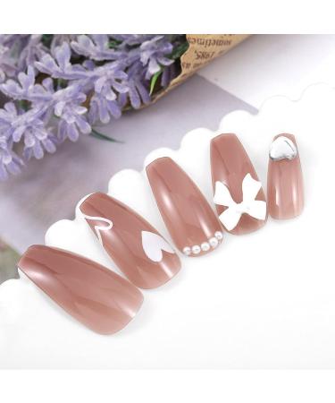 Sethexy Ballerina False Nails - Long Coffin Shape French Tips | High-Quality False Fingernails for Glamorous Looks - Buy Online on GoSupps.com