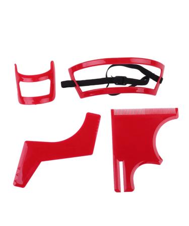 Beard Shaping Tool Kit Neckline Shaving Template Guide Set for Men Hair Styling Red beard trimmer template guide