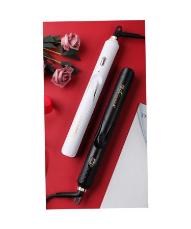 Ipetboom 1pc 2 in 1 Straightener Curler Flat Iron Comb Flat Iron Hair Curler Curling Wand Flat Iron Brush Hair Straightening Flat Iron Electric Hot Comb Air Bangs Hair Straightener US Plug Black