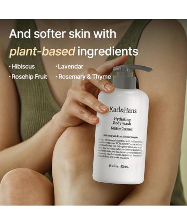 Karl&Hans Hydrating Body Wash Refreshing Cleanser with Coconut-Derived Moisturizers, RICERA PDRN & Ceramide Complex, Pump Dispenser for Daily Ease (16.9 Fl Oz, Mellow Coconut) Coconut 16.9 Fl Oz (Pack of 1) - Buy Online on GoSupps.com