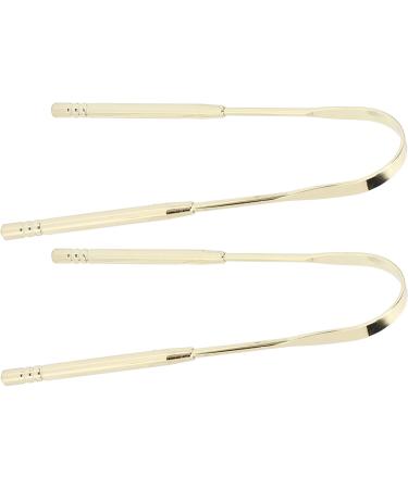 Premium Stainless Steel Tongue Cleaner & Scraper - 2 Pack for Effective Bad Breath Control & Oral Hygiene - Flexible Design for Adults (Gold) - Buy Online on GoSupps.com