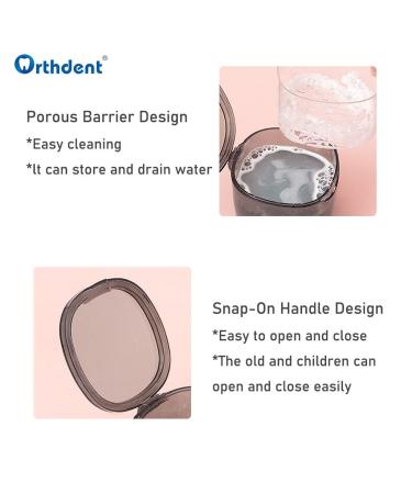 Denture Case with Strainer & Brush | Retainer Cleaning Box & Cup Set - Pink - Buy Online on GoSupps.com