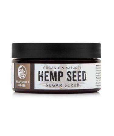 Organic Hemp Seed Sugar Scrub (Wild Vanilla Ginger) Face and Body Exfoliator Hydrates Smooths and Purifies 8 oz.