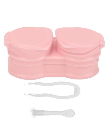 Brrnoo contact lens box contact lens container portable dustproof contact lens storage set with tweezers staff remover tool (pink)