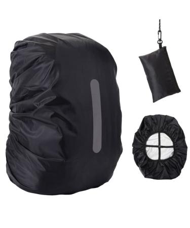 OrgaNeat Waterproof Rain Cover for 26-40L Backpack w/Reinforced Rainproof Layer & Reflective Strip & Storage Bag, Built-in Anti-Slip Cross Buckle Straps for Cycling Travel Hiking Camping-Black Medium