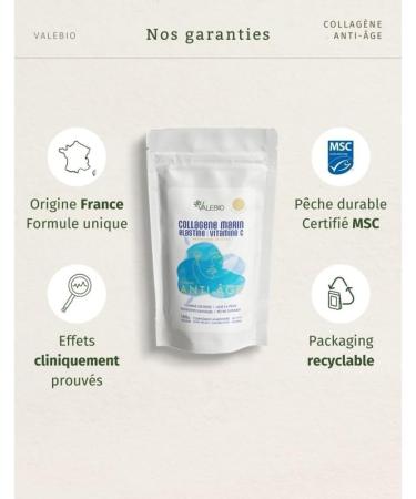 Marine Collagen Powder Type 1-3 & Vitamin C | Lemon Mint Flavor | Anti-Aging & Anti-Wrinkle | 150g | 1 Month Treatment | Made in France | Valebio - Buy Online on GoSupps.com