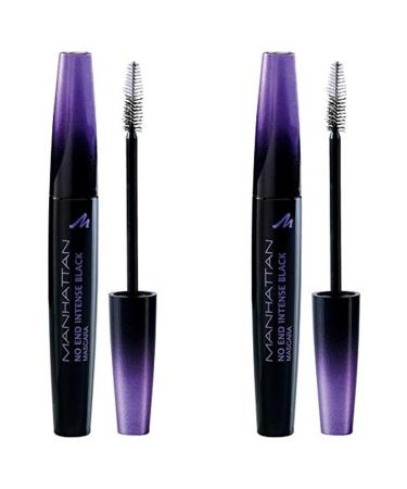 Manhattan no end mascara mascara in deep black for endlessly long eyelashes with ultimate volume color intense black 1010z 1 x 8ml (pack with 2) intense black mascara 1010z 8.00 ml (2 Pack)