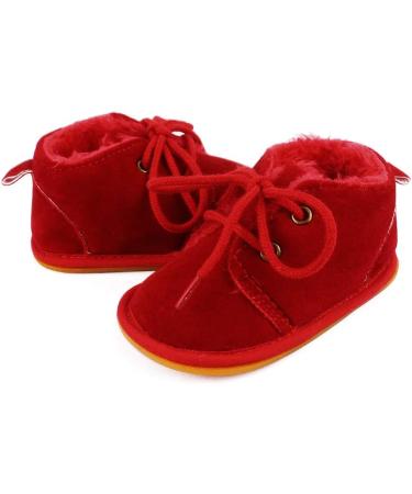 LACOFIA Baby Winter Shoes, Anti-Slip Lace-Up Booties for 12-18 Months - Red - Buy Online on GoSupps.com