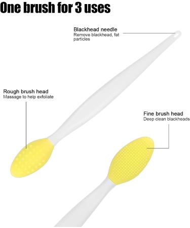Silicone Nose & Lip Cleansing Brush - Double Sided Exfoliating Facial Brush for Blackhead Removal, Lip Scrubs & Moisturizing - Yellow - Buy Online on GoSupps.com