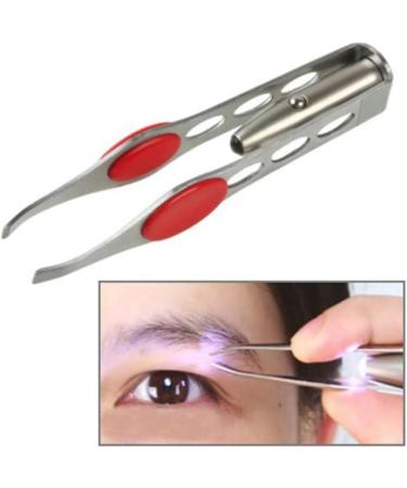 2pcs LED Eyebrow Tweezers - Stainless Steel Hair Removal Makeup Tools with LED Lighting - Buy Online on GoSupps.com