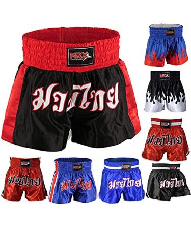 MRX Boxing Shorts for Men Training Fighting Muay Thai Shorts Boxing MMA BJJ Short Kickboxing Trunks Clothing Black/Red Large Short