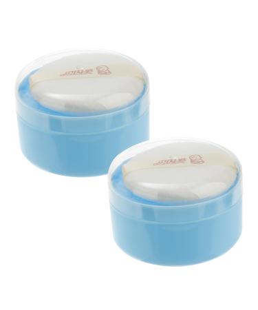 MERRYHAPY 2 Pieces Box Talcum Powder Puff Case for Loose Powder Children's Powder Puff for Body Powder Infant Baby Powder Box Soft Powder Puff Blue