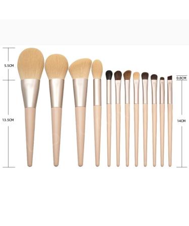 12-Piece Wooden Handle Makeup Brush Set - Premium Powder Shadow & Eyebrow Tools for Flawless Beauty - Buy Online on GoSupps.com