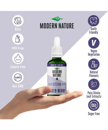 Modern Nature Mixed Berry Flavour Drops - Liquid Stevia Drops Sweetner - Zero Calorie Sugar Free Squash Alternative Water Flavouring Drops Protein Powder Yoghurt Tea Vegan Keto Sweetener 50ml - Buy Online on GoSupps.com