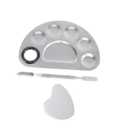 minkissy 1 Set Palette Nail Paint Display Boards Nail Paint Mixing Boards Salon Manicure Paint Boards Make-up Color Mixing Plates Nail Art Paint Boards Stainless Steel Make up Drawing Board 12.5X9.5X1.5CM Silver