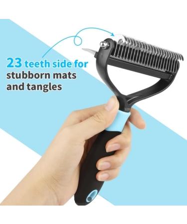 Gorobbo 2-in-1 Deshedding & Dematting Tool for Dogs and Cats - Large Dog Grooming Rake & Undercoat Brush - Buy Online on GoSupps.com