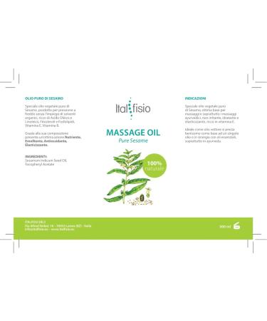 Italfisio Professional Massage Oil - 100% Sesame Oil (500 ml) for Face & Body Aromatherapy - International Shipping Available - Buy Online on GoSupps.com
