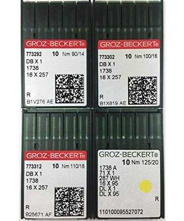 40PCS GROZ-BECKERT SEWING MACHINE REGULAR POINT NEEDLE (JUKI DDL,BROTHER DB2, & MORE) 16X257 DBX1 SIZE#90/14,100/16,110/18,125/20 REGULAR POINT EACH PACK HAVE 10PCS NEEDLS.