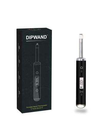 Dipwand Portable Digital Thermometer with Extra Probe Sensor | Portable Travel Temperature Reader | Color Coded LCD Display (Black)