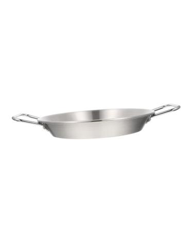 Zerodeko Stainless Steel Pan Wok Frying Pan Camping Dishes Utensils Grilling Pan Pasta Serving Plate Outdoor Grill Pan Steel Frying Pan Non Stick Griddle Pan Sticky Pan Work Flat 31.80X22.00X3.50CM Silver