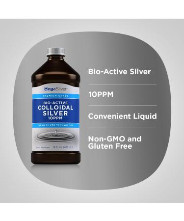 Piping Rock Colloidal Silver Liquid 16 fl oz | 10 PPM Bio-Active Nano Silver Supplement - Non-GMO & Gluten-Free - Buy Online on GoSupps.com