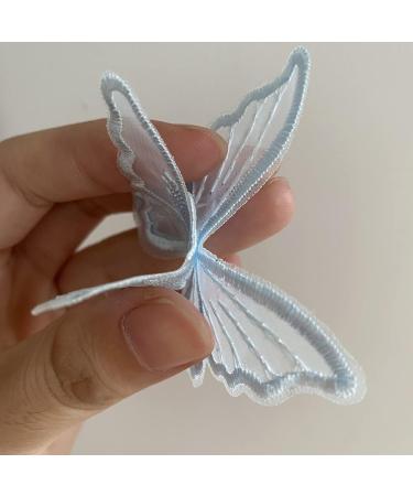 12pcs Light Blue Butterfly Lace Trim Organza Patches for DIY Crafts and Wedding Decor - Buy Online on GoSupps.com