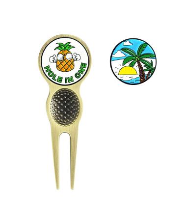 PINMEI Golf Divot Repair Tool with Removeable Golf Ball Marker Golf Gift for Men Women Summer