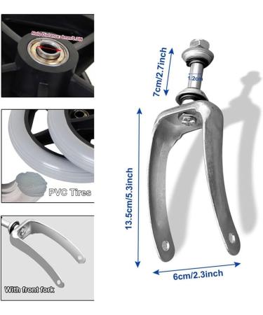 2 PCS Front Fork Caster Assembly for Rollator Wheelchair Caster 6" 7" 8" Replacement Front Wheels Non-Slip Solid Tyre Caster with Front Fork Black(200mm-8") - Buy Online on GoSupps.com