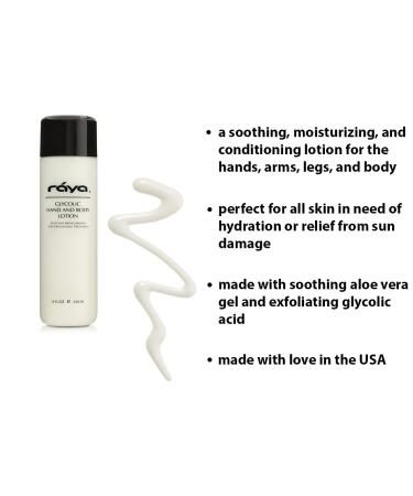 Raya Glycolic Hand & Body Lotion with AHA - Soothing Moisturizer & Exfoliant for Soft Smooth Skin | International Shipping Available - Buy Online on GoSupps.com
