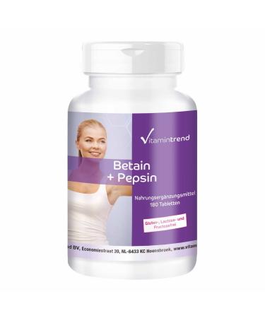 Betaine + Pepsin - 180 tablets for 60 days - Betaine hydrochloride + digestive enzyme - popular combination of vital substances | Vitamintrend